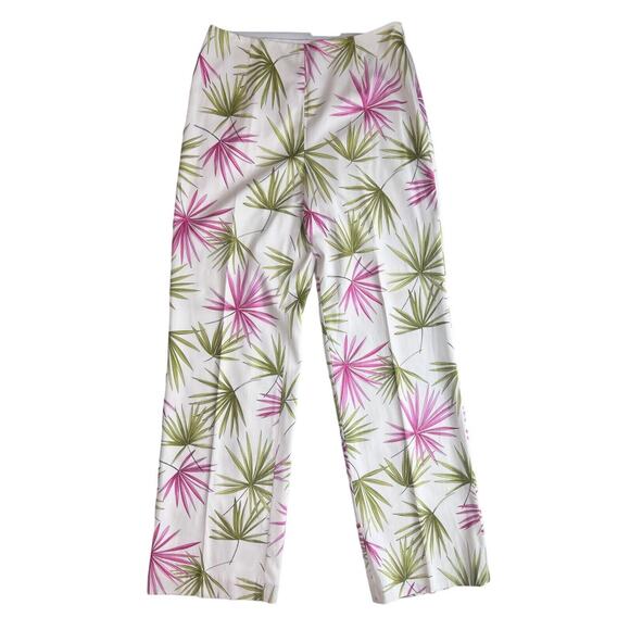 Talbots Wide Leg Pants Women’s 8 Tropical Silk Blend Stretch Beach Vacation - Picture 1 of 7